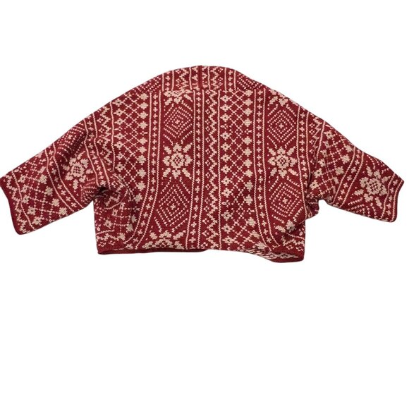Cabi Nordic Fair Isle Shrug Cardigan, Red Ivory, L - Picture 9 of 11